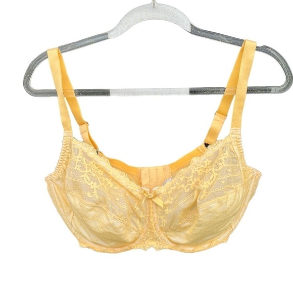 Chantelle Rive Gauche 3281 Lace Full Coverage Unlined Bra Plus 40DDDD (G) Yellow - Picture 1 of 14